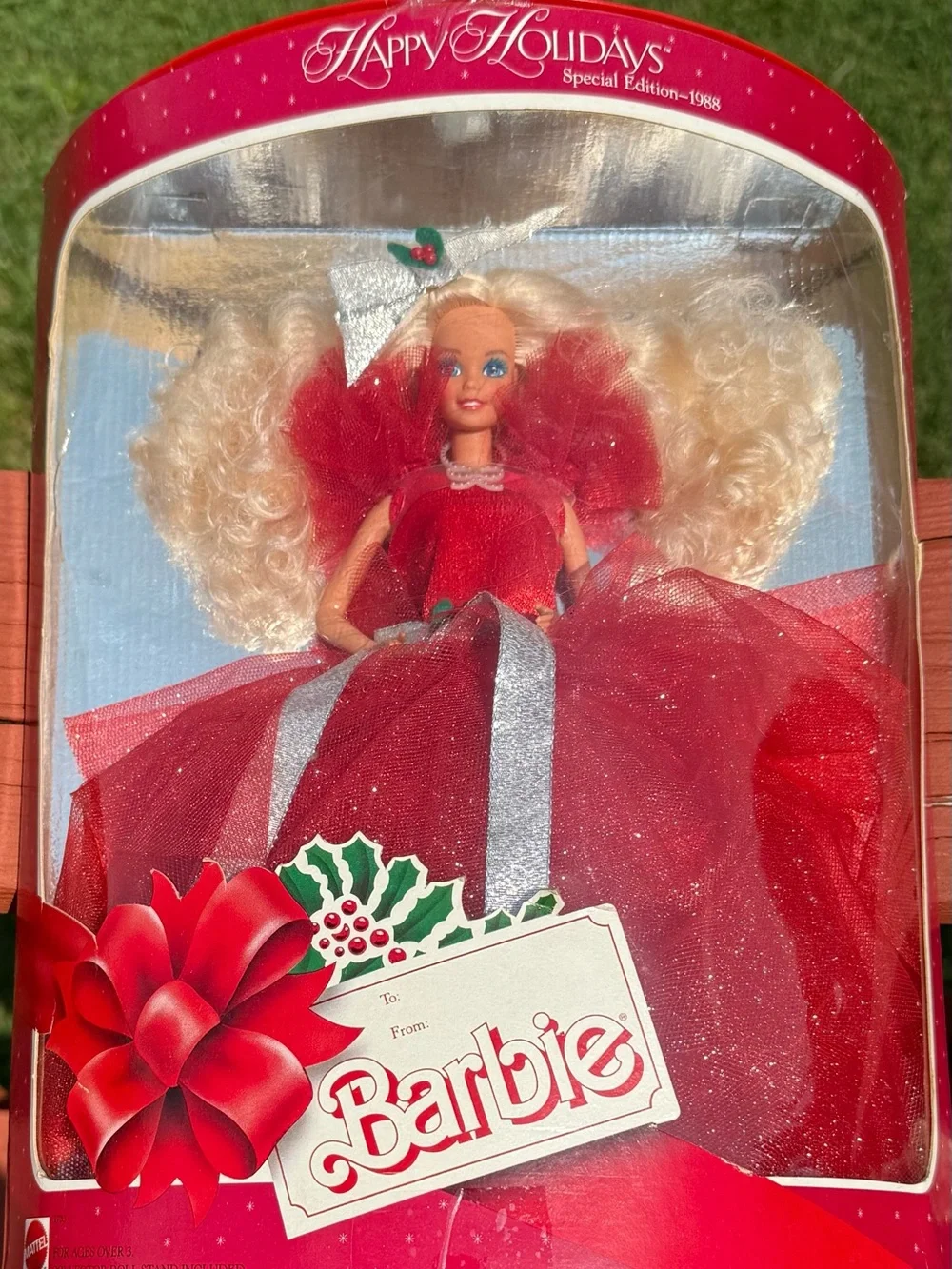 Vintage Barbie Holiday Doll in Red and Silver Gown 1988 1st Edition Doll